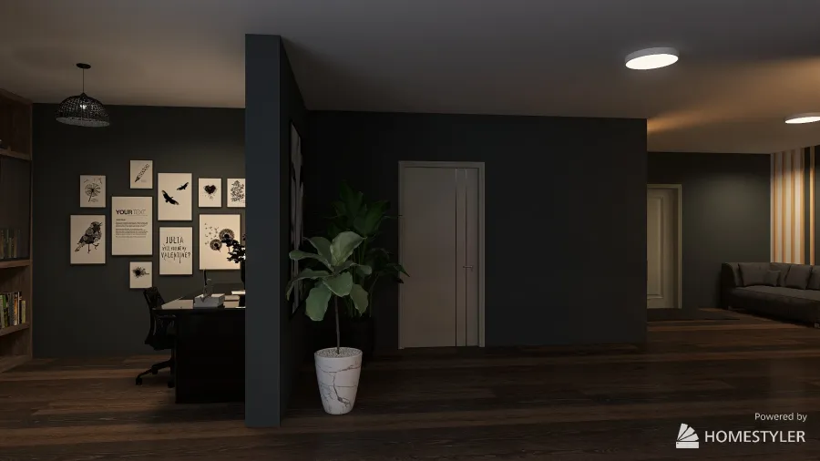 одно комнатная квартира 3d design renderings