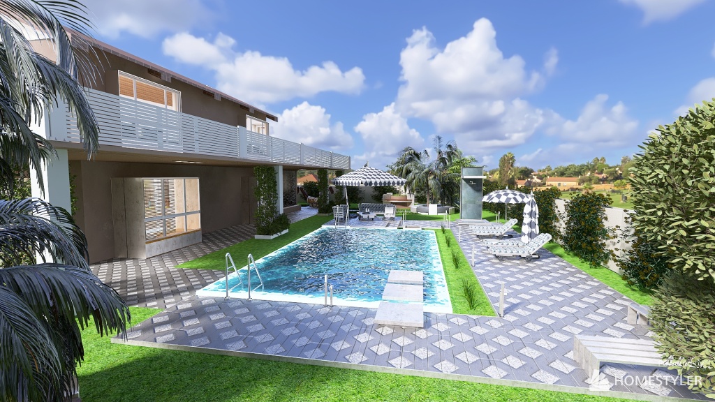 villa garden 3d design renderings