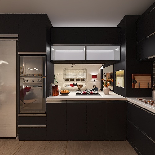 Salón,cocina y comedor 3d design renderings