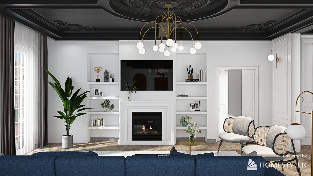 Room 1- Classic Black and White 3d design renderings