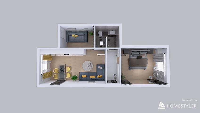 Gray home, sweet and nicely. 3d design picture 53.09
