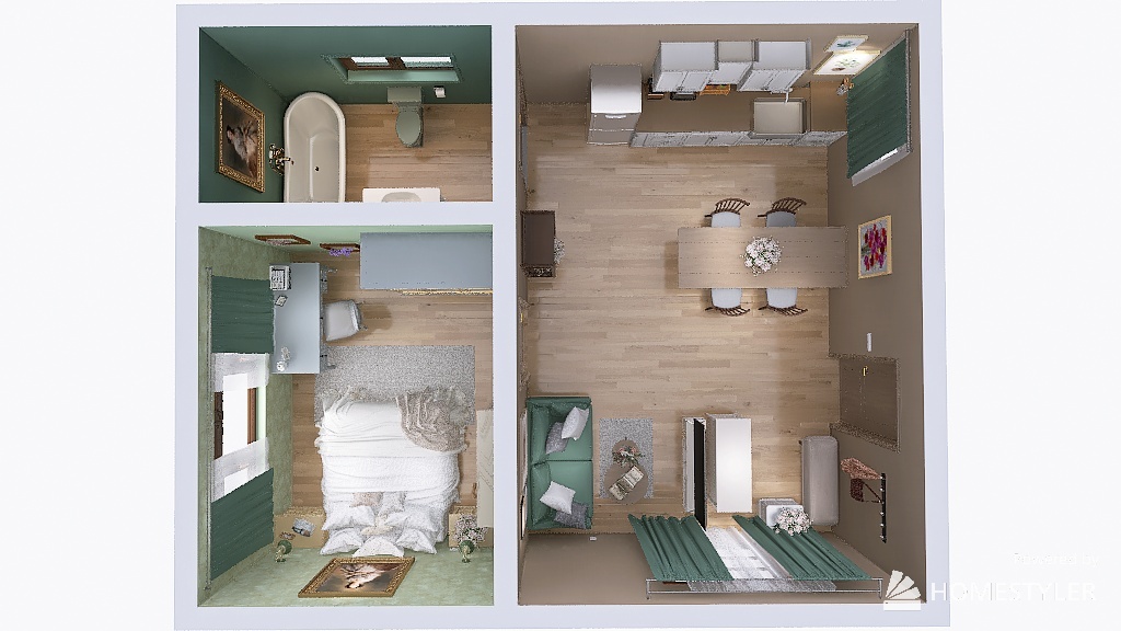 cottagecore/royal flat 3d design renderings