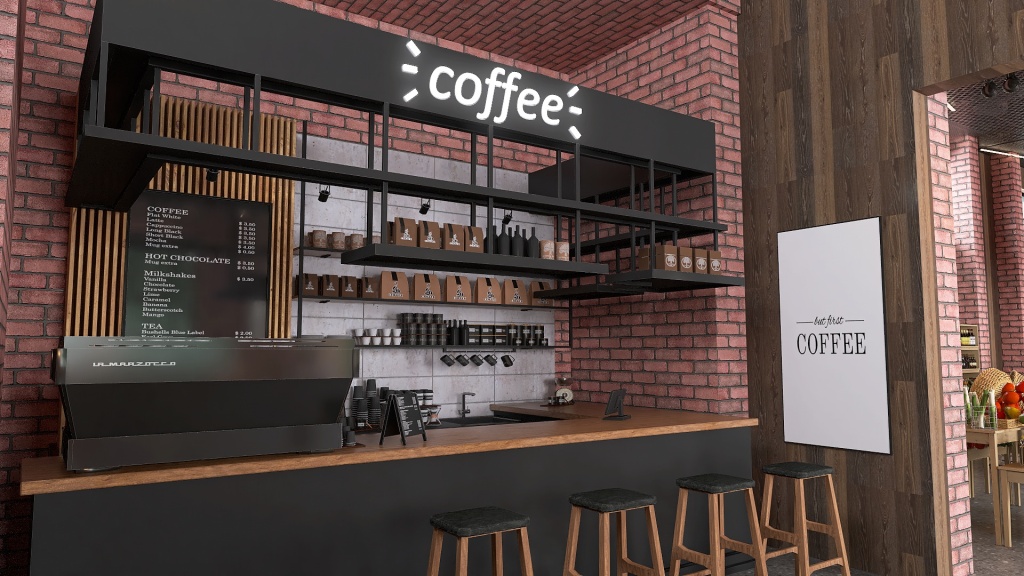 Wine and Coffee 3d design renderings