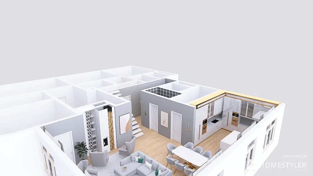 Двухуровневая квартира в центре Москвы в ЖК Лаврушинский 3d design renderings