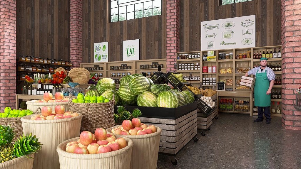Green grocer 3d design renderings