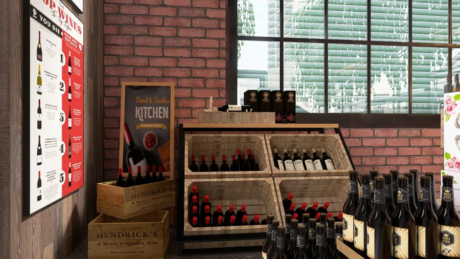 Wine and Coffee 3d design renderings