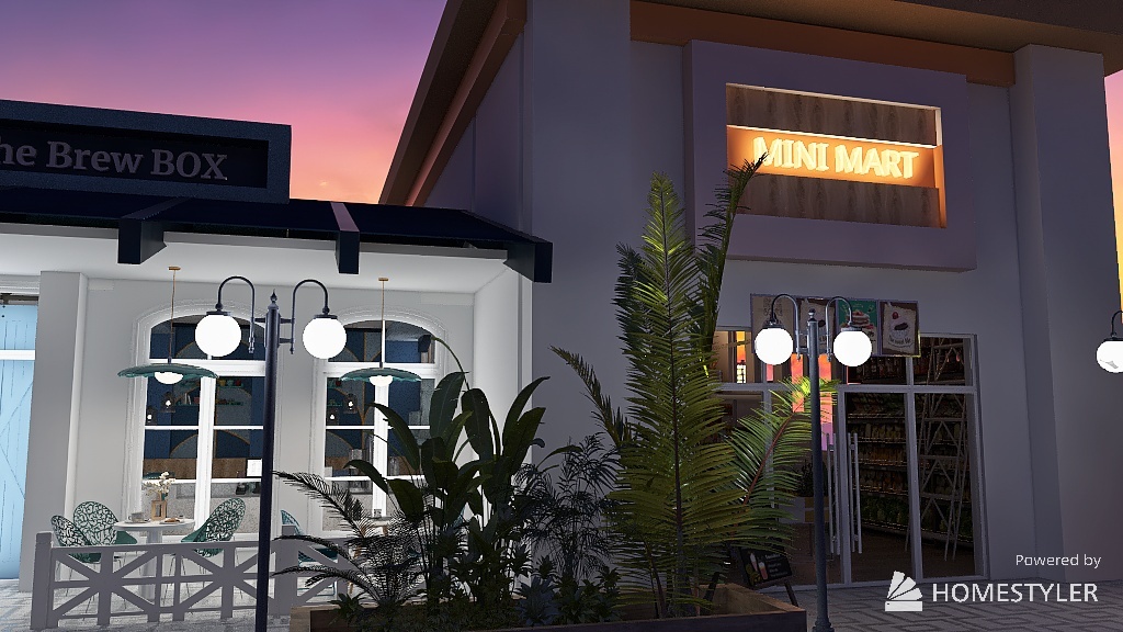 MINI MART and Coffee Shop (The Brew Box) 3d design renderings