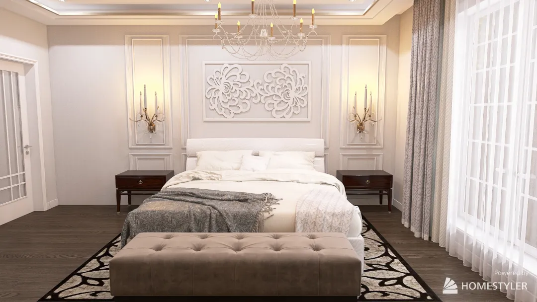 спальня с камином 3d design renderings