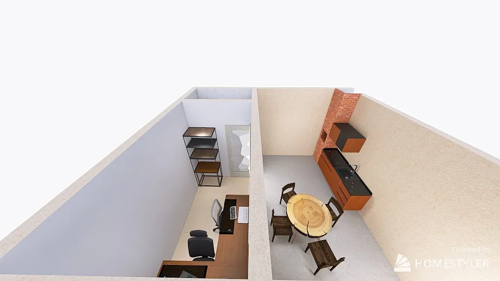 Quintal com banheiro 3d design renderings