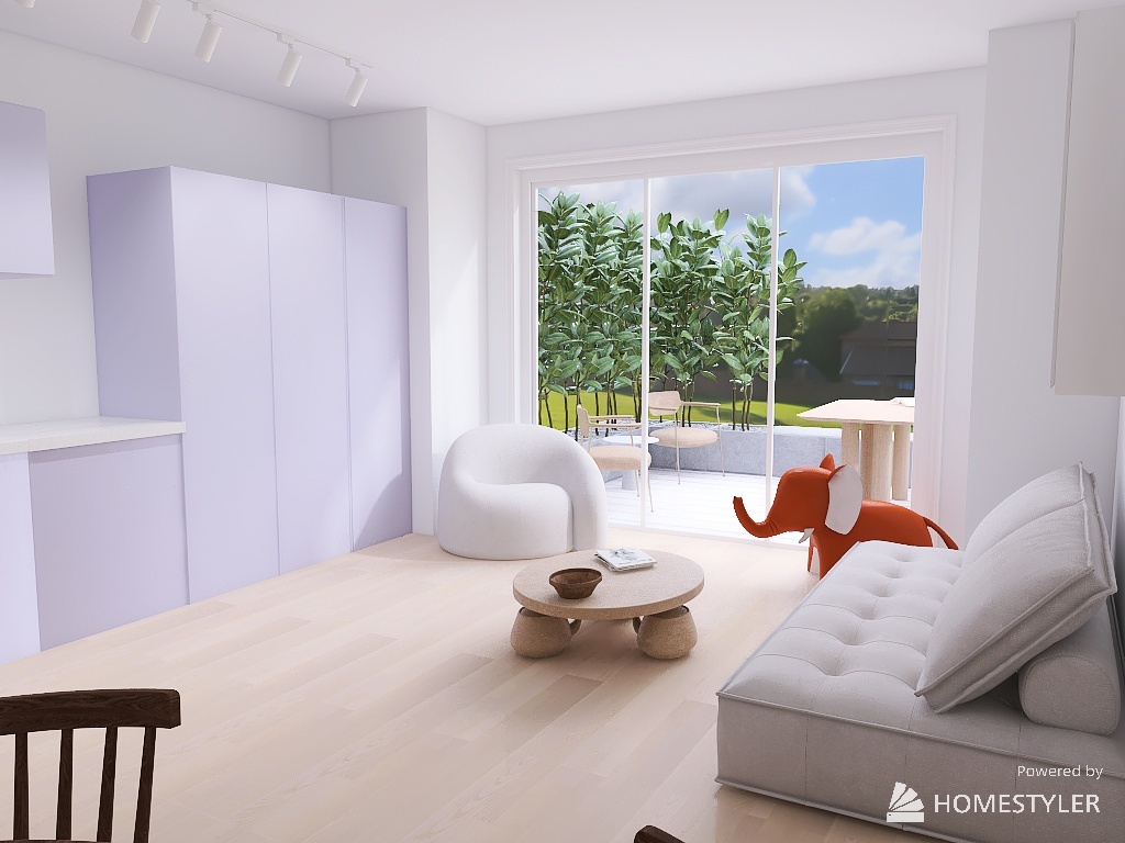 minimalist purple kitchen 3d design renderings