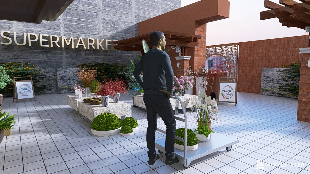Asian Supermarket Complex 3d design renderings