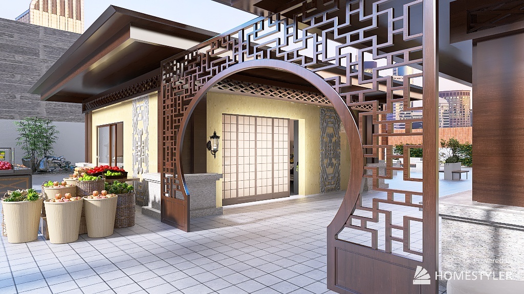 Asian Supermarket Complex 3d design renderings