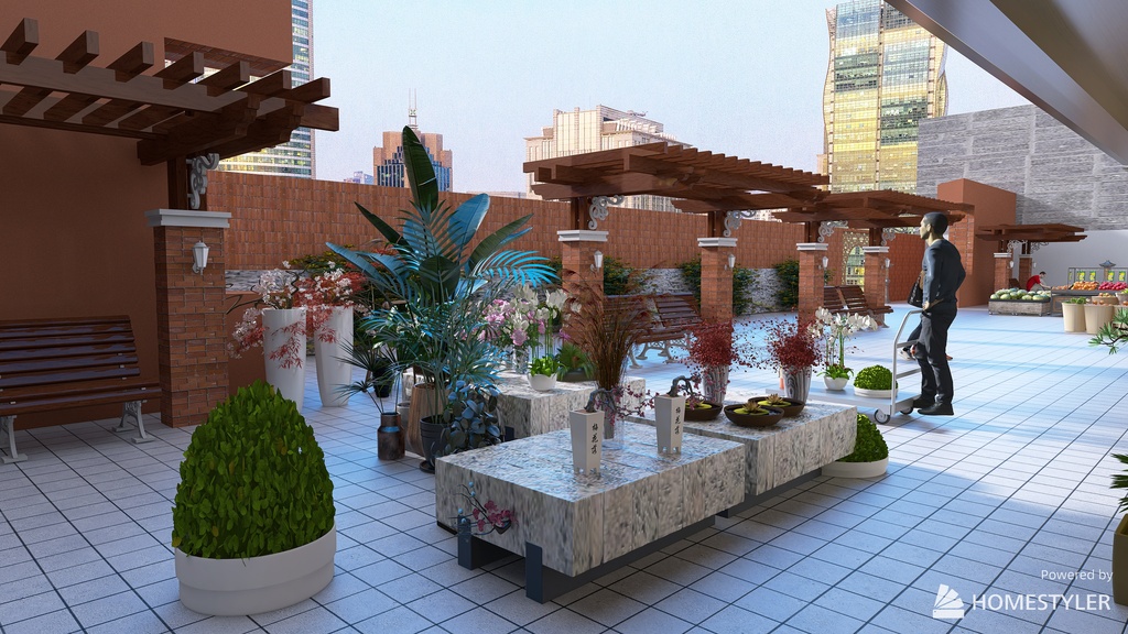 Asian Supermarket Complex 3d design renderings