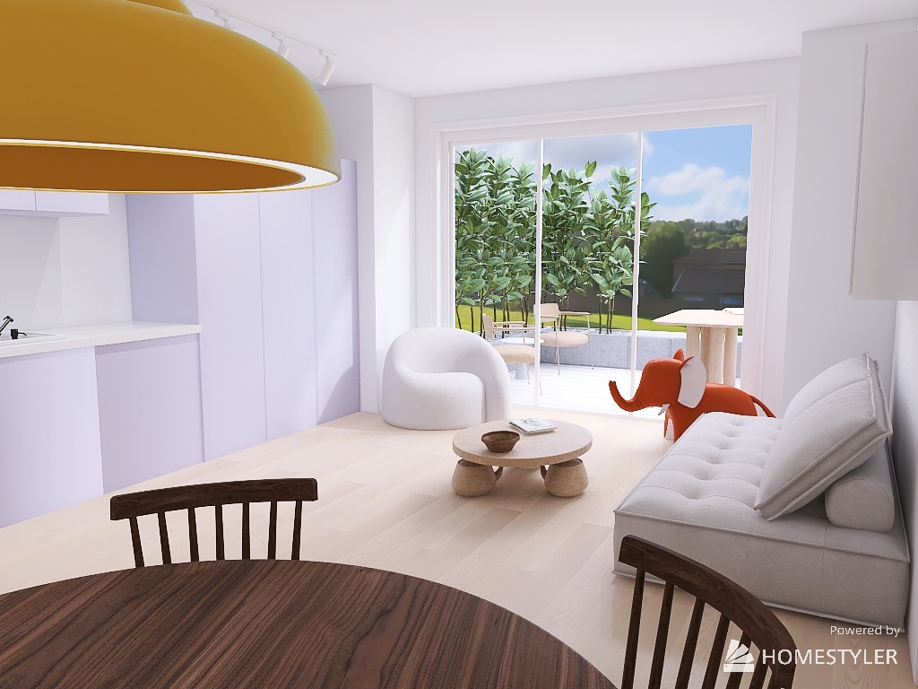 minimalist purple kitchen 3d design renderings