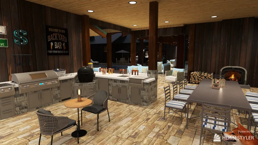 Back Porch/Outdoor Kitchen 3d design renderings