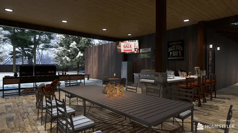 Back Porch/Outdoor Kitchen 3d design renderings