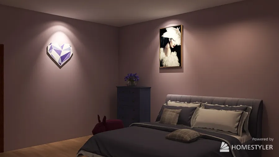 Very Peri Bedroom 3d design renderings