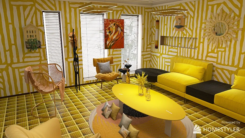Copy of yellow livingroom 3d design renderings