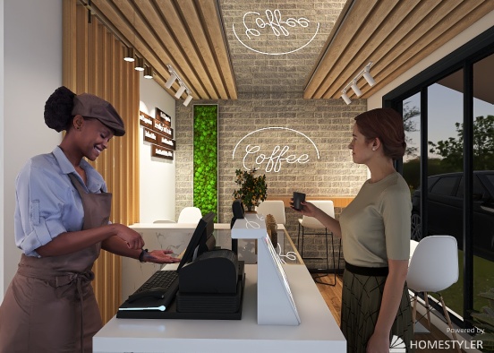 SMALL CAFE - STOP BY IN GASOLINE STATION Design Rendering