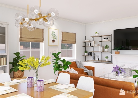 Bohemian Living/Dining Room Design Rendering