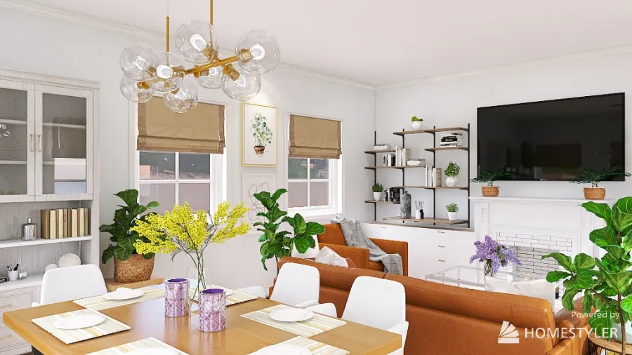 Bohemian Living/Dining Room 3d design renderings