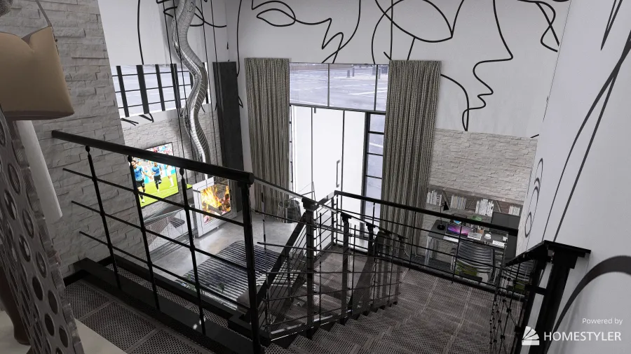 8 Industrial Style Tall Single Room 3d design renderings