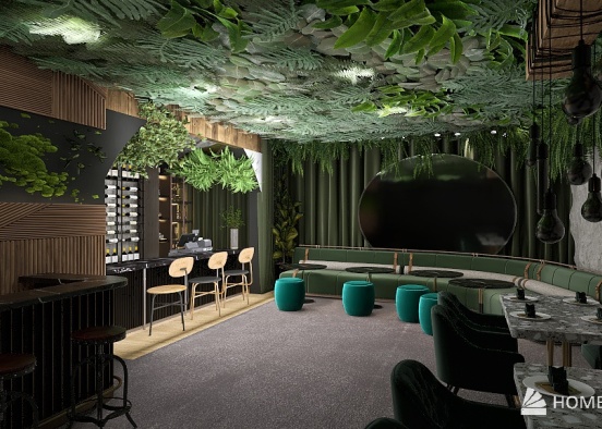 Night Forest And Wood Bar Design Rendering