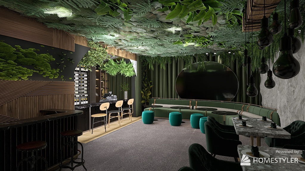 Night Forest And Wood Bar 3d design renderings