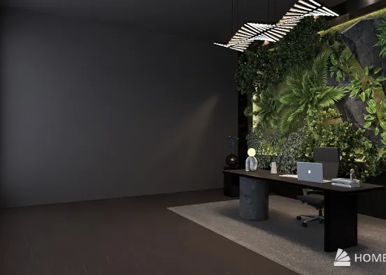 Dark Plant Wall Office Design Rendering