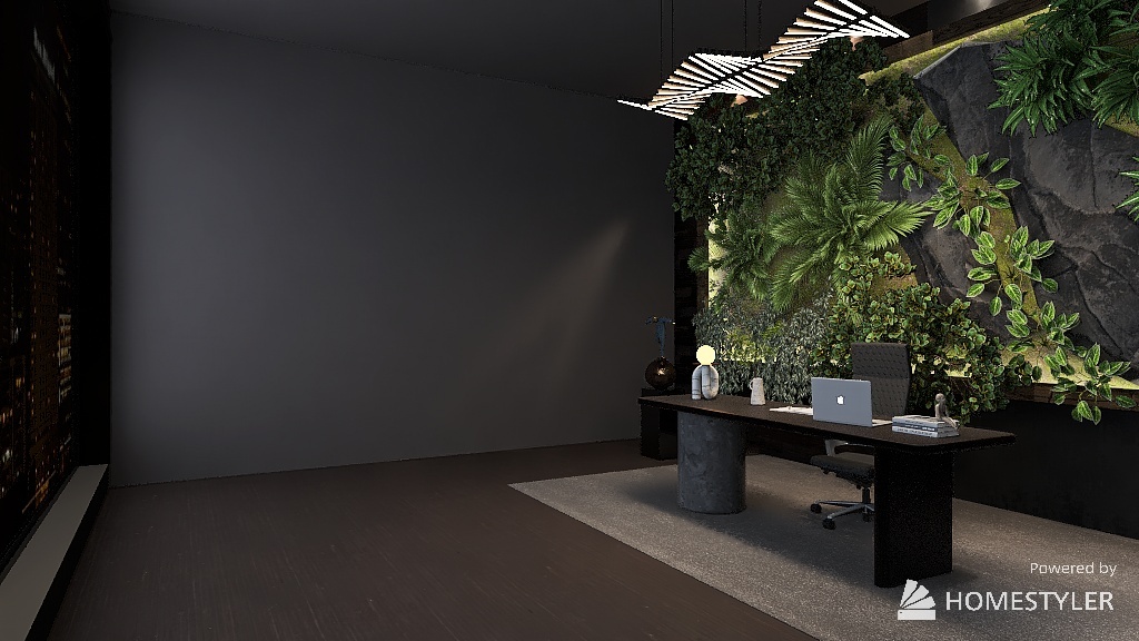 Dark Plant Wall Office 3d design renderings