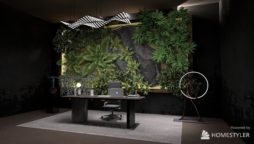 Dark Plant Wall Office 3d design picture 47.66