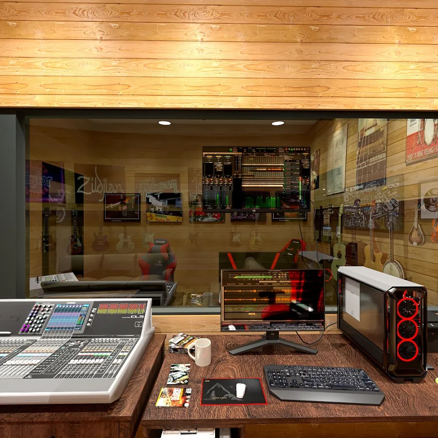 Music Studio Control Room 3d design renderings