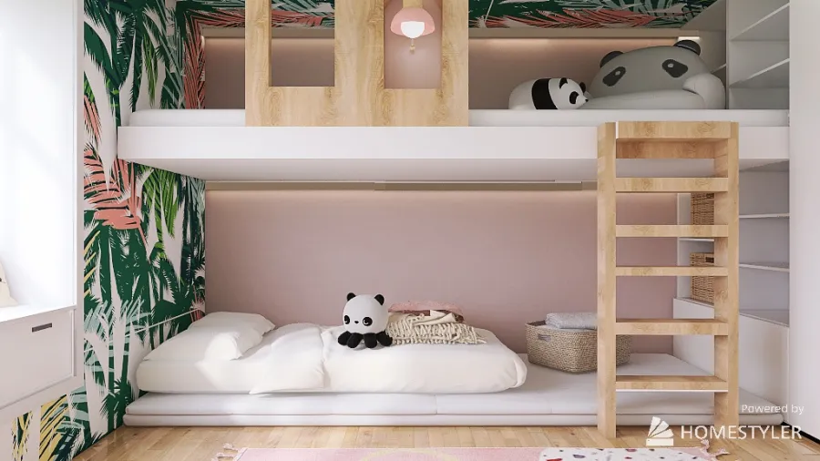 Kids panda room 3d design renderings