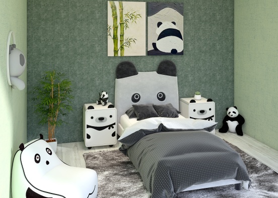 Panda Kids Room Design Rendering