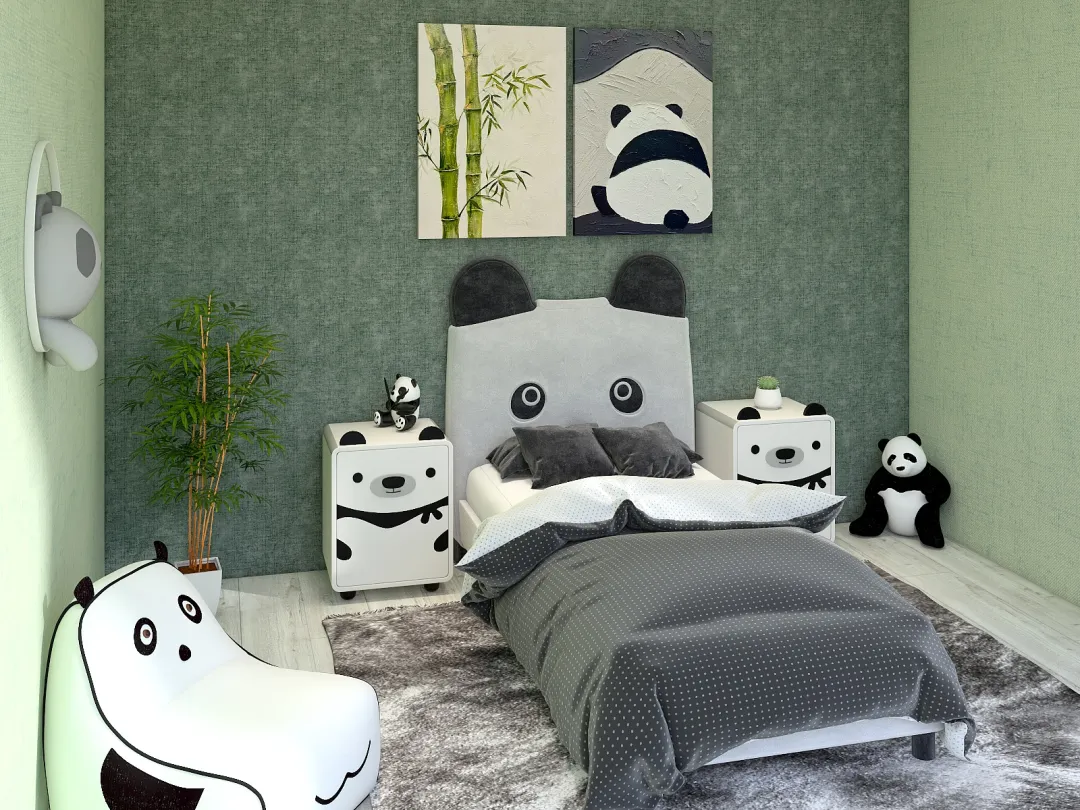 Panda Kids Room 3d design renderings
