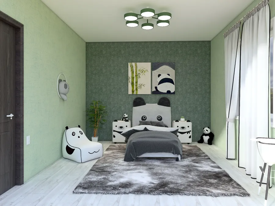 Panda Kids Room 3d design renderings