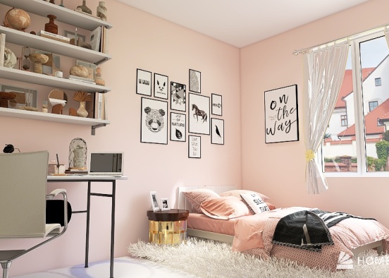 girly bedroom Design Rendering