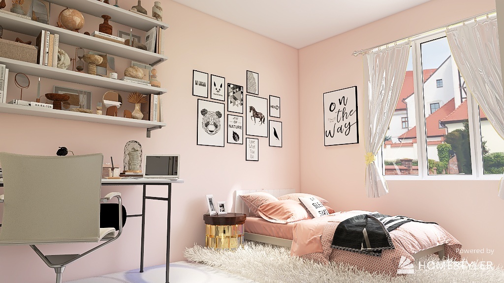 girly bedroom 3d design renderings