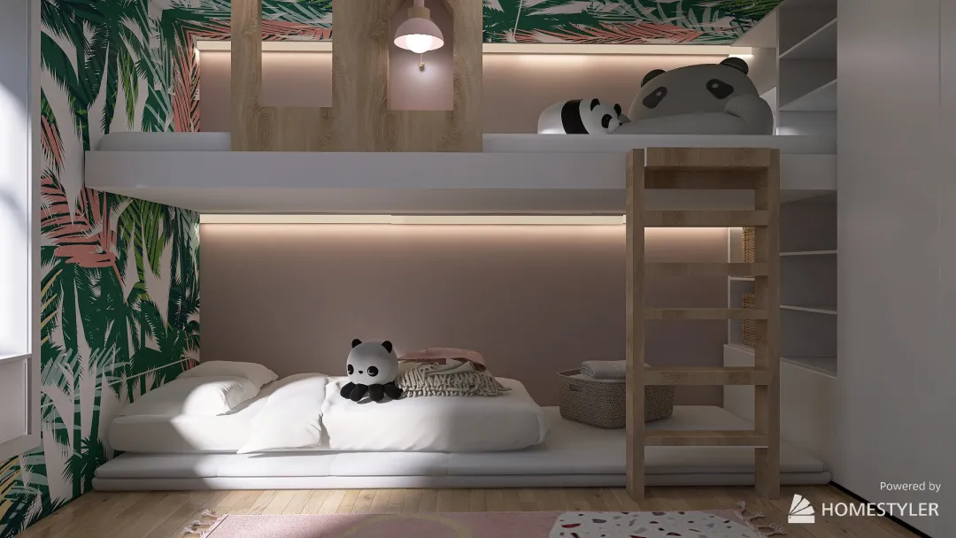 Kids panda room 3d design renderings