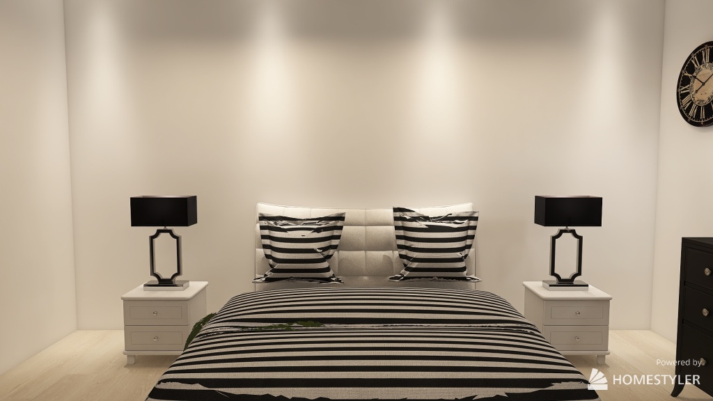 Black & White Bedroom 3d design renderings