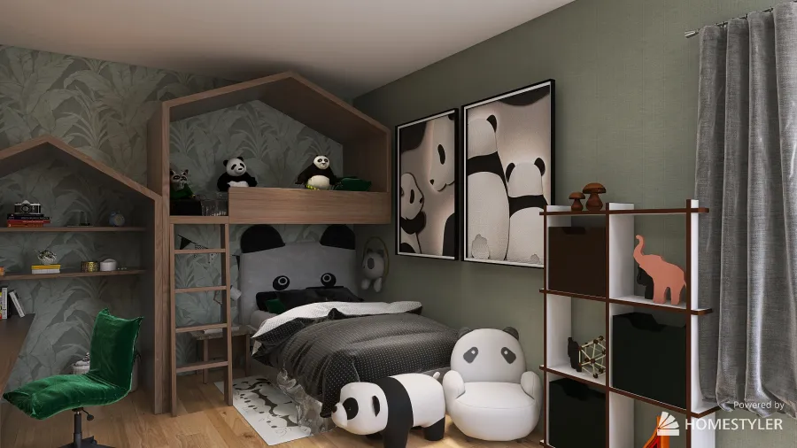 camera bambino tema panda 3d design renderings