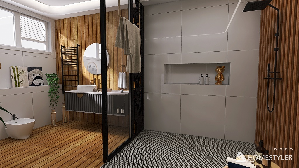 Panda inspired bathroom 3d design renderings
