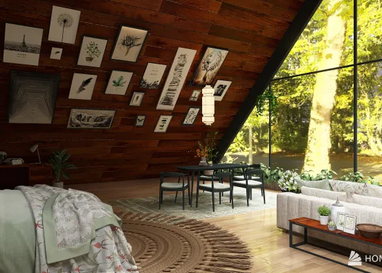 A-frame cabin in the woods Design Rendering