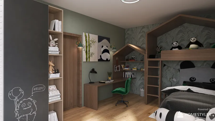 camera bambino tema panda 3d design renderings