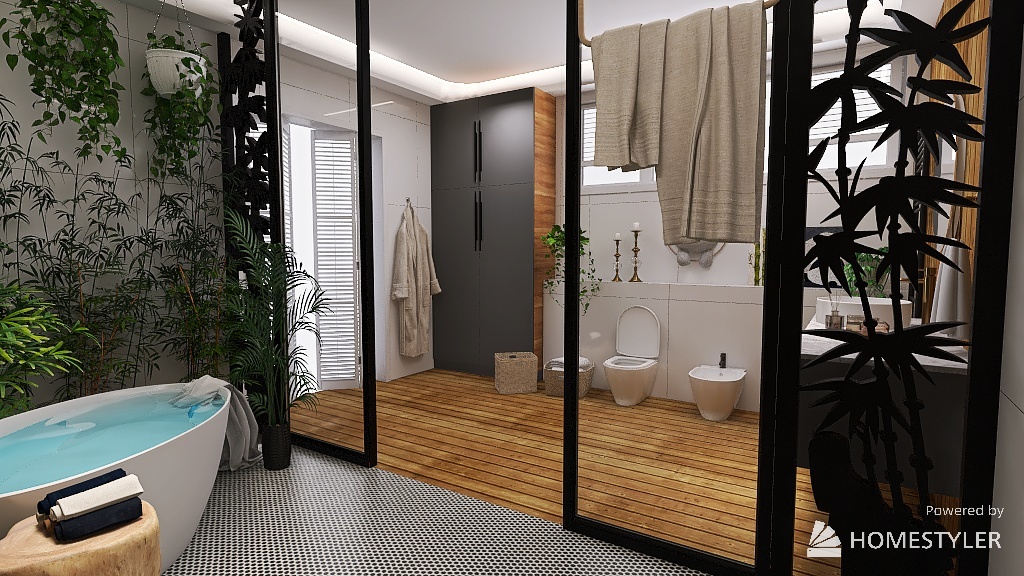 Panda inspired bathroom 3d design renderings