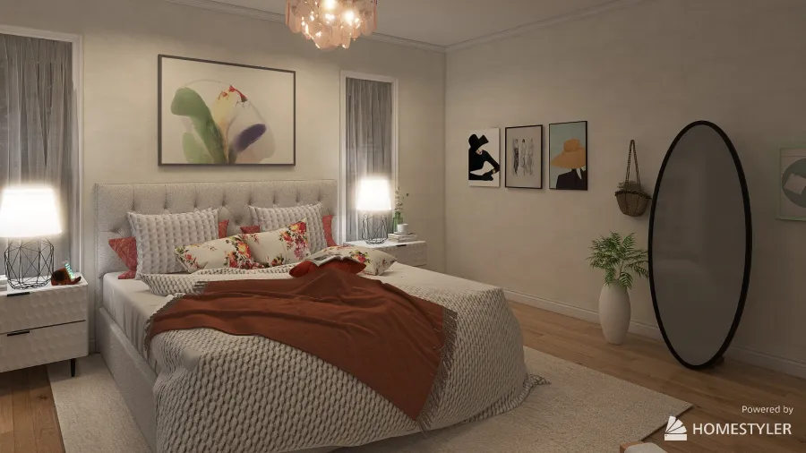 Young lady's bedroom 3d design renderings