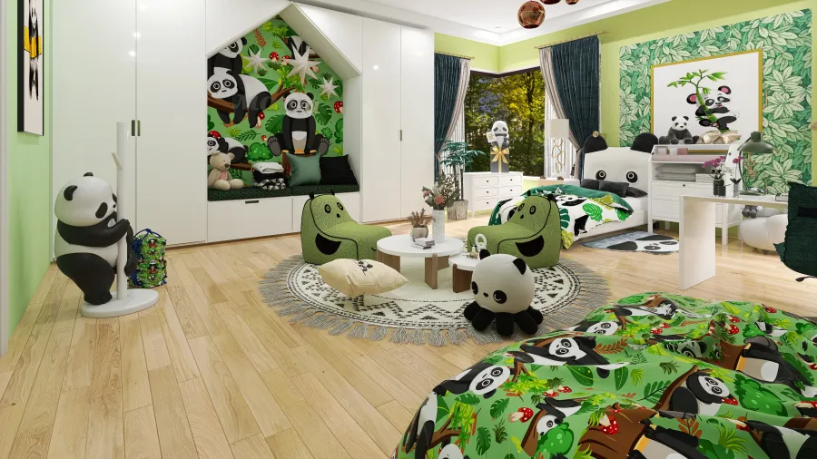 Panda Themed Room for Web 3d design renderings