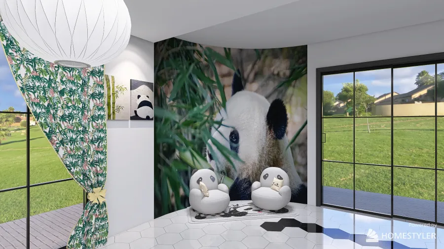 Stanza a tema Panda 3d design renderings