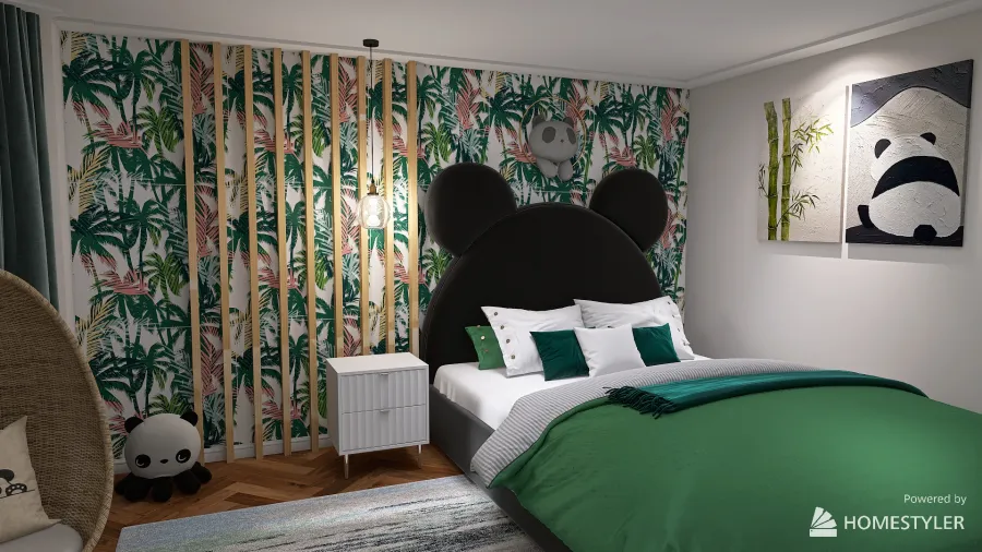 Panda Themed Room 3d design renderings