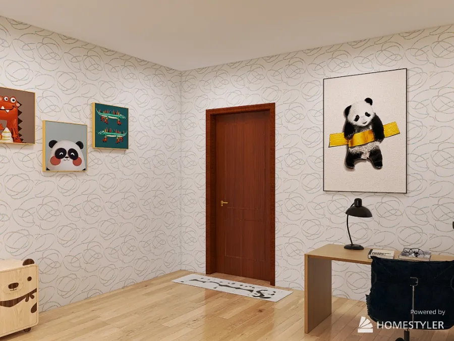 iLove Panda Bedroom 3d design renderings